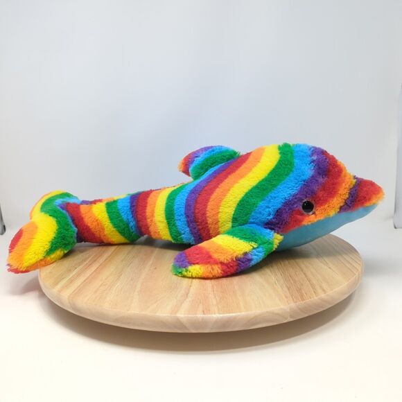 SeaWorld Parks Rainbow Dolphin Plush 17" - Picture 1 of 10